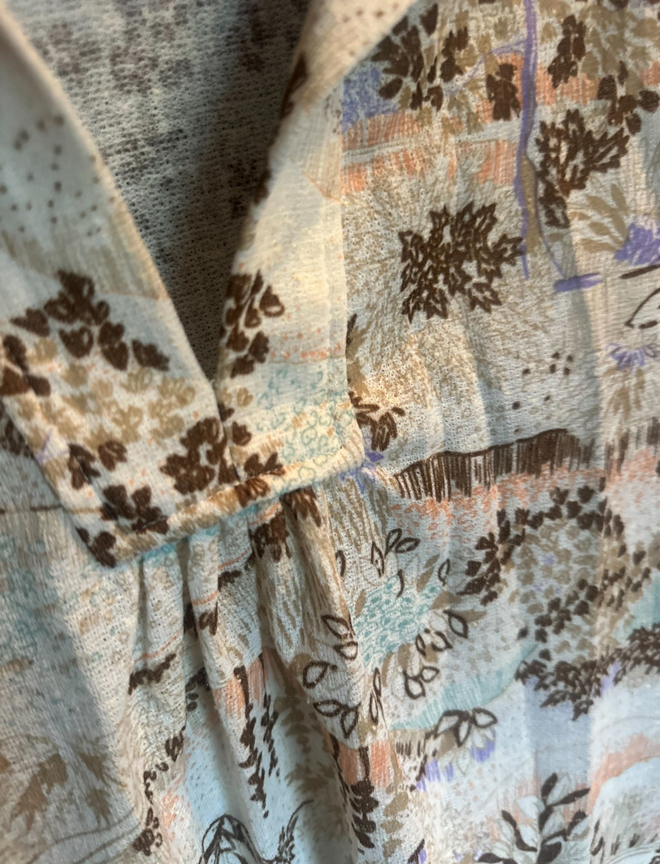 Vintage 70s-Style Landscape Print Shirt – Size Small