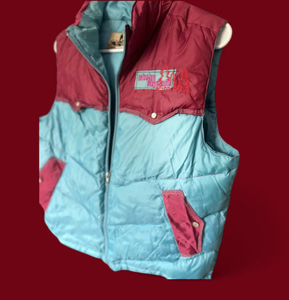 Vintage Mission Playground Two-Tone Down Puffer Vest – Blue & Burgundy