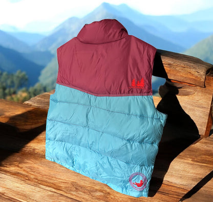 Vintage Mission Playground Two-Tone Down Puffer Vest – Blue & Burgundy