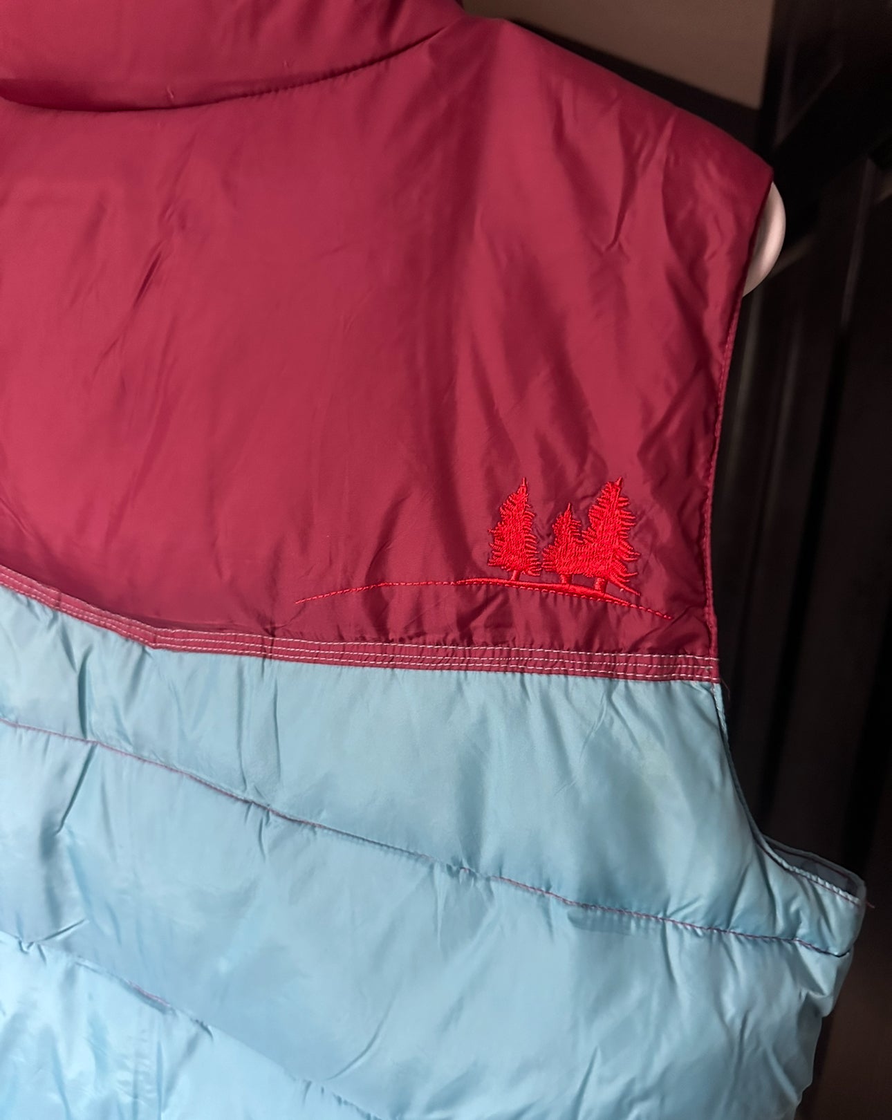 Vintage Mission Playground Two-Tone Down Puffer Vest – Blue & Burgundy