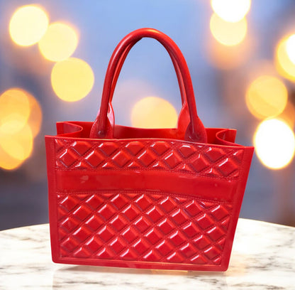 Vintage Red Quilted Rubber Tote Purse – “Mean Girls” Movie Style