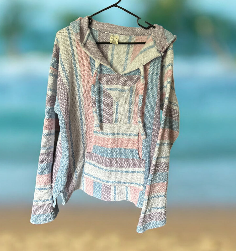 Vintage Pastel Striped Baja Hoodie