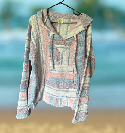 Vintage Pastel Striped Baja Hoodie