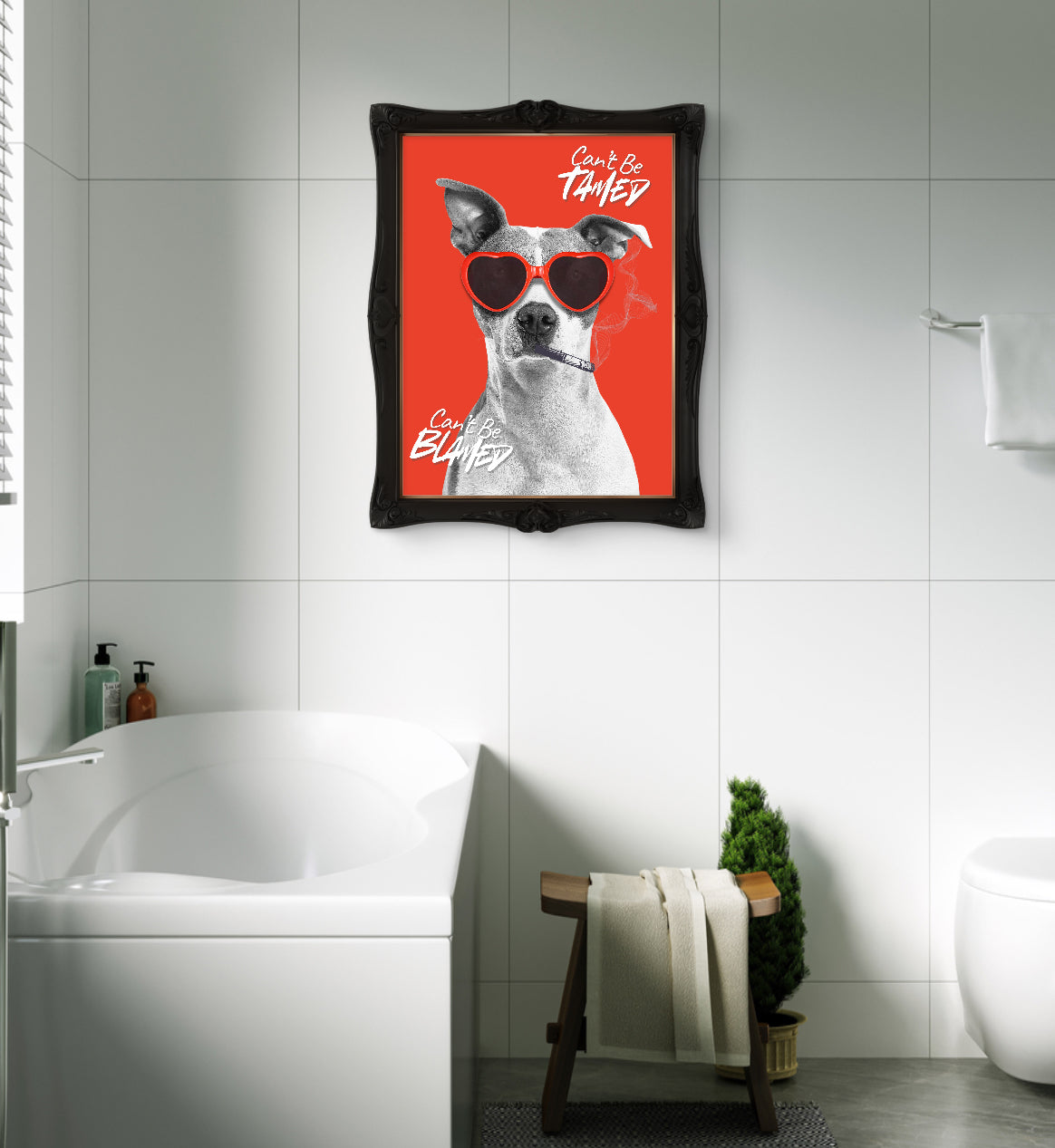 "Can't be Tamed, Can't be Blamed" Art Print: Modern Wall Decor Dog (Digital Download)