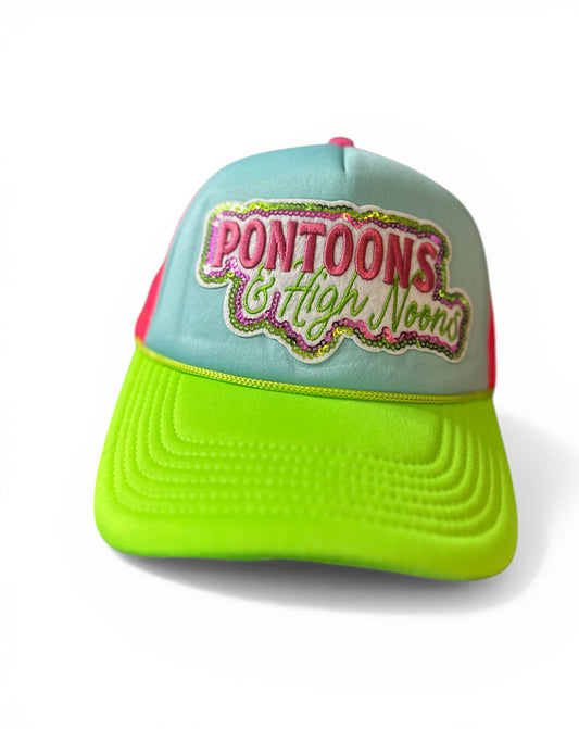 Pontoons & High Noons Trucker Hat – Neon Lake Party Edition
