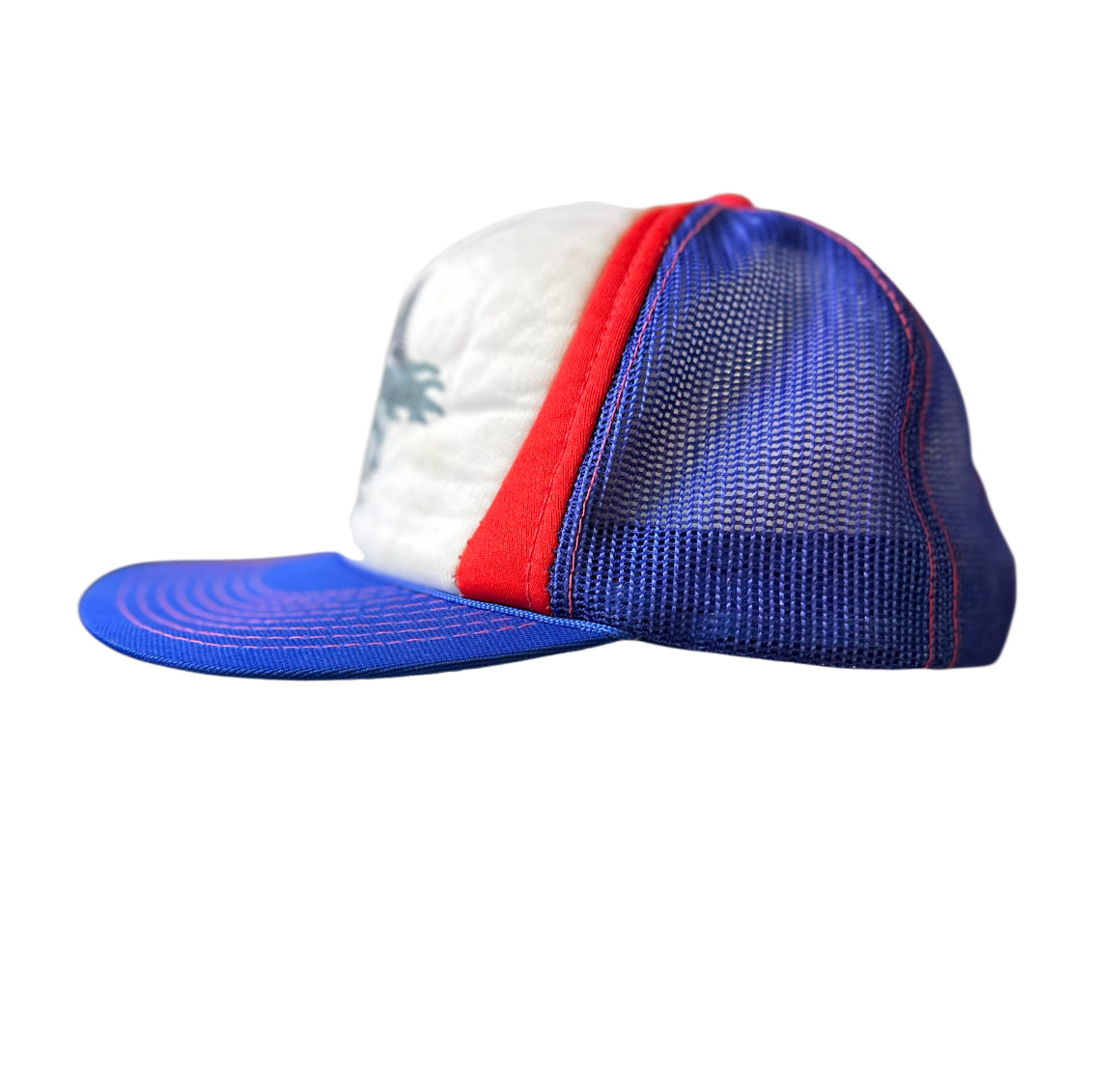 Vintage Catfish Trucker Hat – Retro Fishing Snapback Cap (Red/White/Blue)