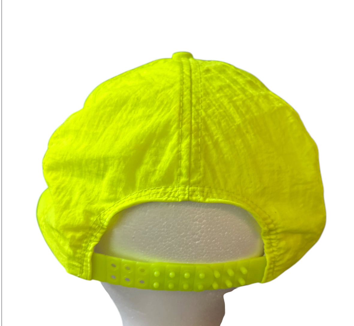 Vintage “100% Crazy” Neon Snapback Hat – Retro Highlighter Yellow Cap