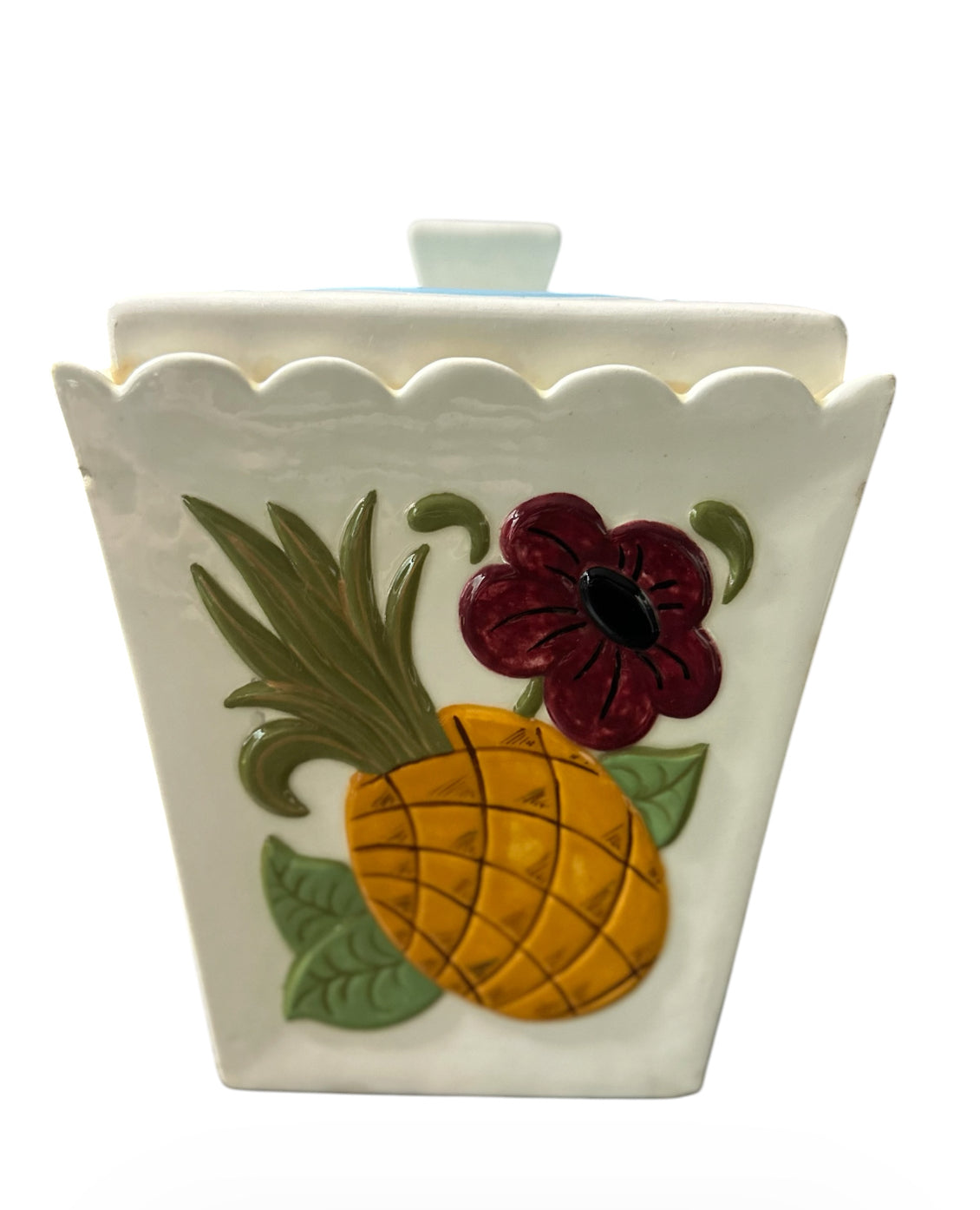 Vintage Hand-Painted Ceramic Canister Set – Signed Folk Art Kitchen Storage (Set of 4)