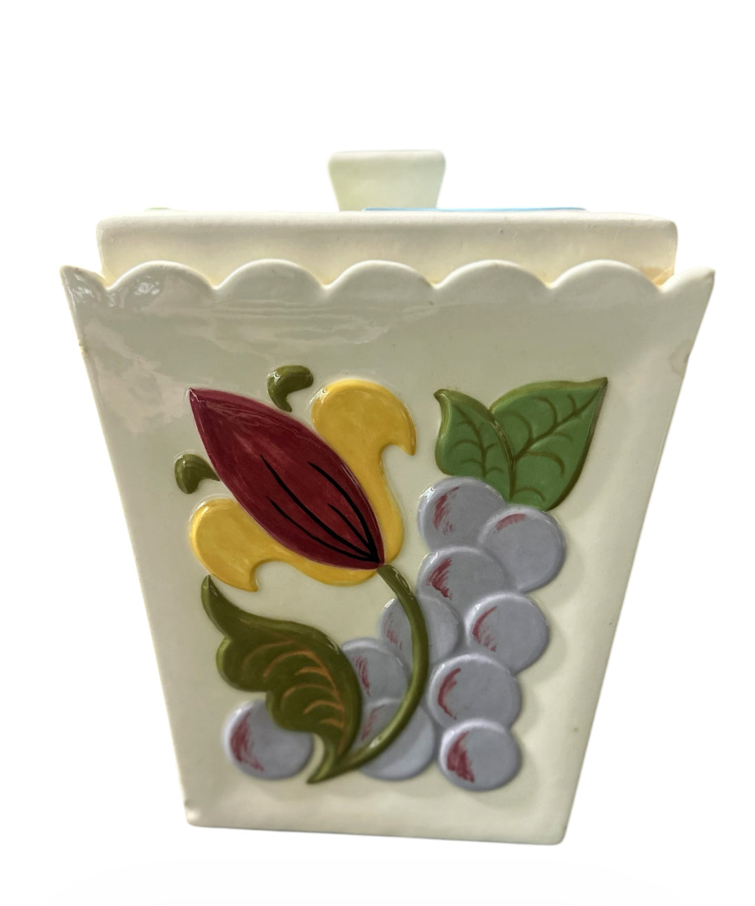 Vintage Hand-Painted Ceramic Canister Set – Signed Folk Art Kitchen Storage (Set of 4)
