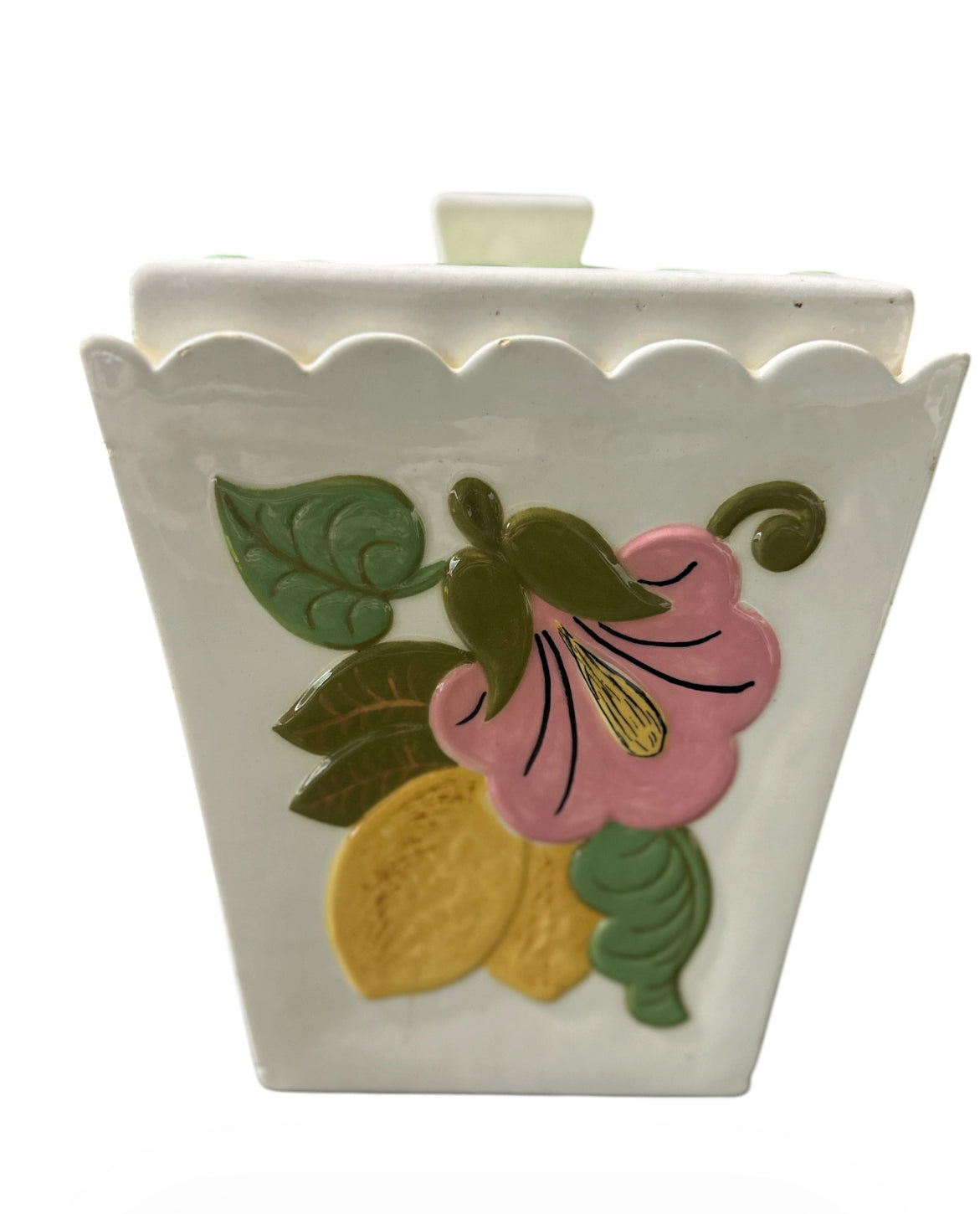 Vintage Hand-Painted Ceramic Canister Set – Signed Folk Art Kitchen Storage (Set of 4)