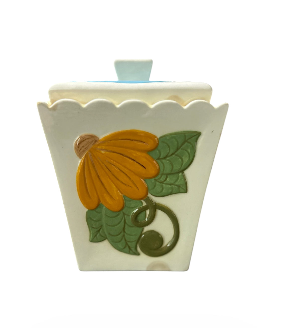 Vintage Hand-Painted Ceramic Canister Set – Signed Folk Art Kitchen Storage (Set of 4)