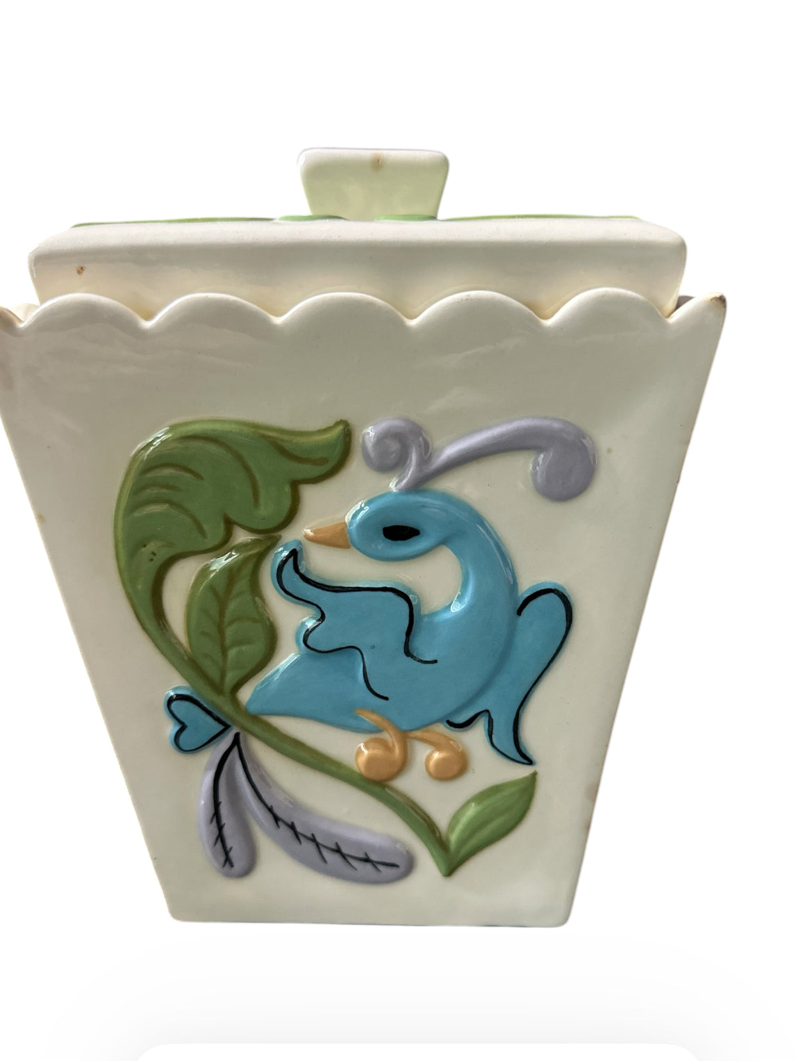 Vintage Hand-Painted Ceramic Canister Set – Signed Folk Art Kitchen Storage (Set of 4)