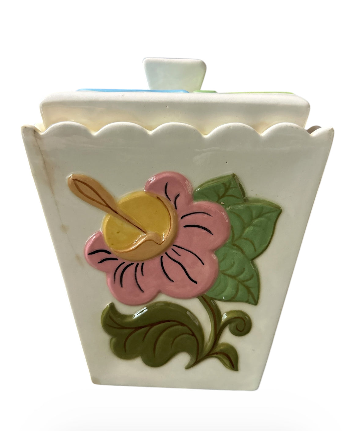 Vintage Hand-Painted Ceramic Canister Set – Signed Folk Art Kitchen Storage (Set of 4)