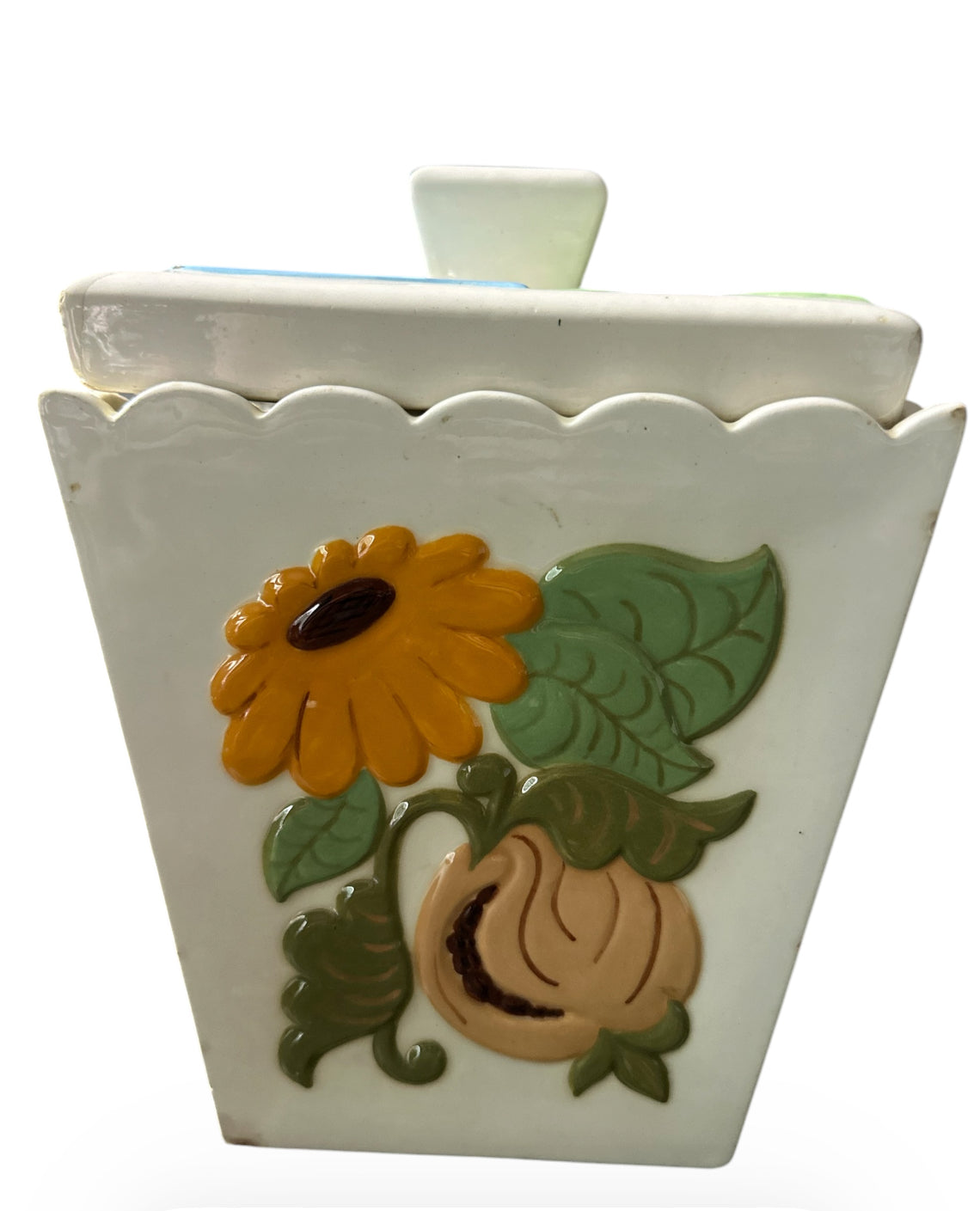 Vintage Hand-Painted Ceramic Canister Set – Signed Folk Art Kitchen Storage (Set of 4)