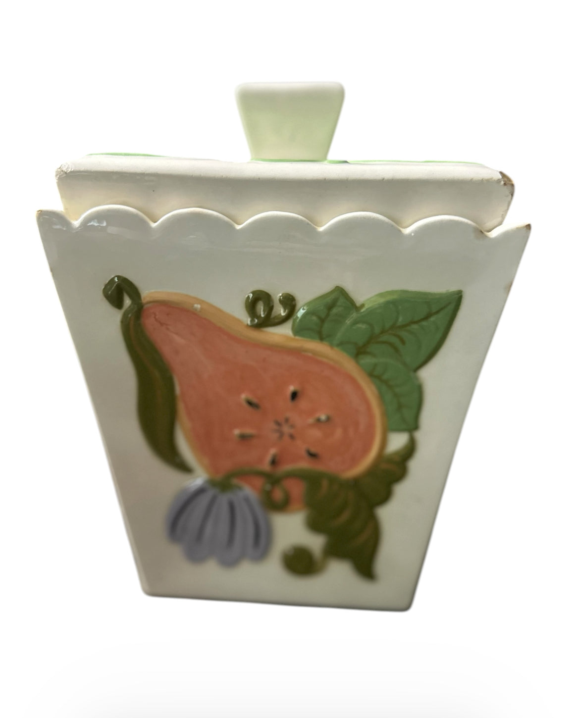 Vintage Hand-Painted Ceramic Canister Set – Signed Folk Art Kitchen Storage (Set of 4)