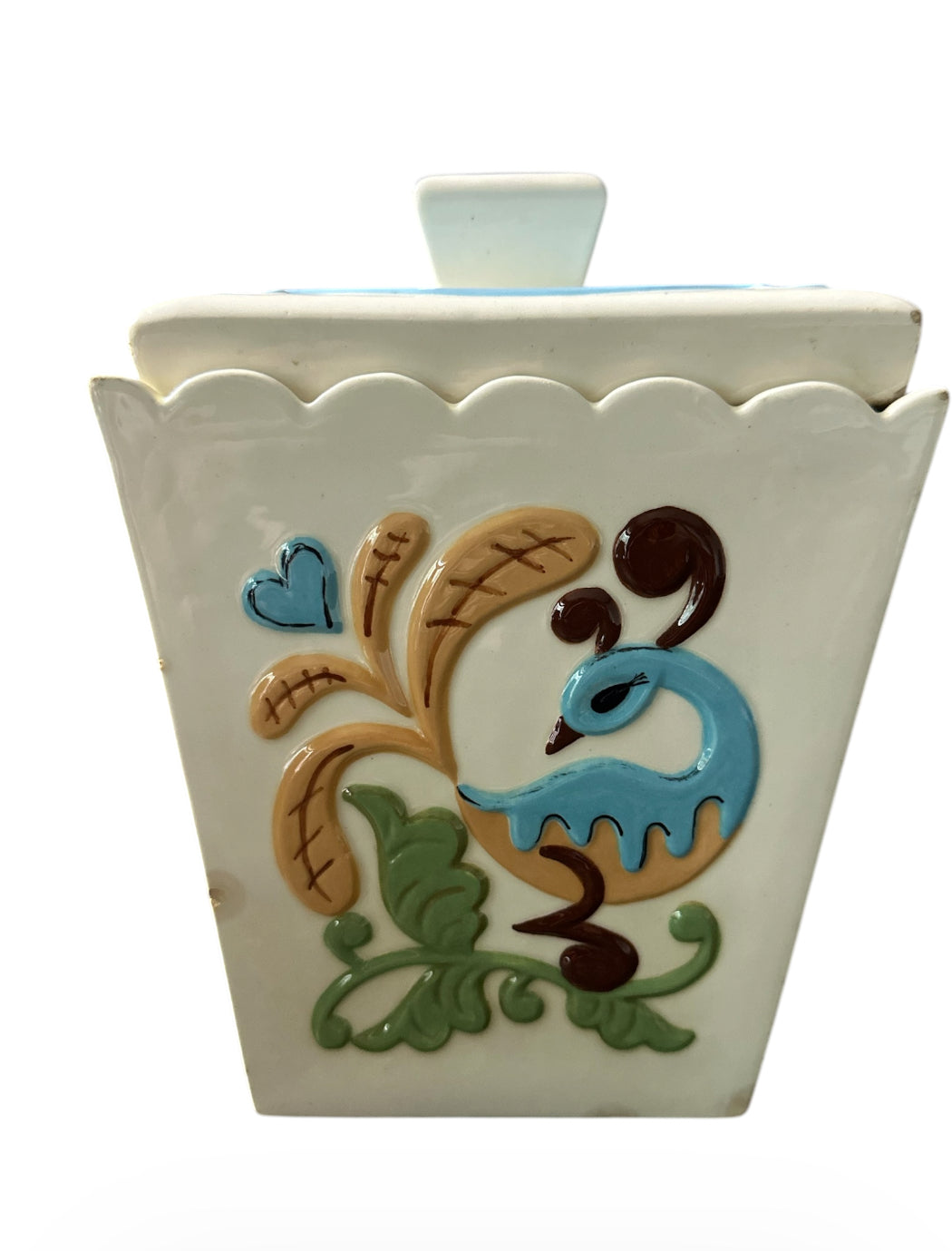 Vintage Hand-Painted Ceramic Canister Set – Signed Folk Art Kitchen Storage (Set of 4)