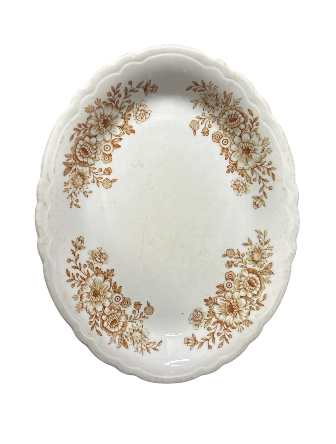 Vintage Sterling China Floral Platter – Brown Transferware Oval Dish
