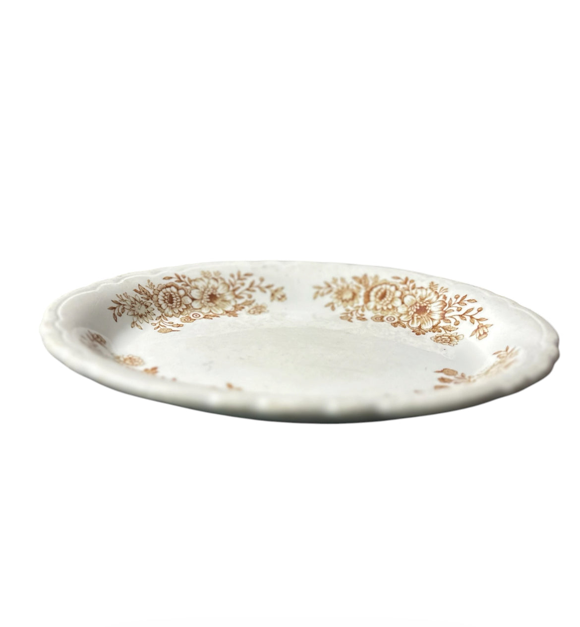 Vintage Sterling China Floral Platter – Brown Transferware Oval Dish