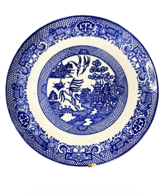 Antique Style Blue Willow Plate – Farmhouse Wall Decor Dish