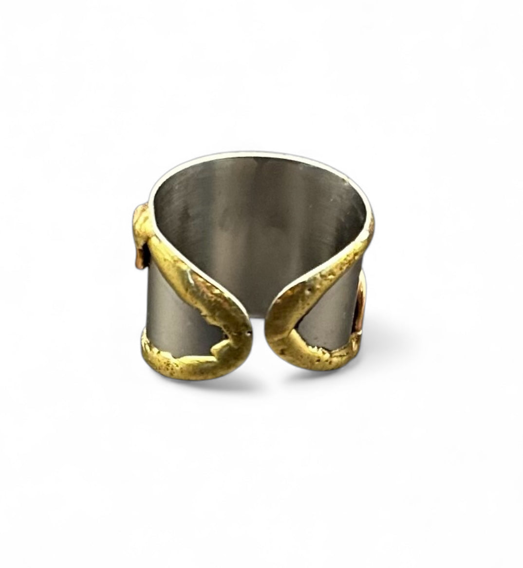 Mixed Metal Music Note Cuff Ring