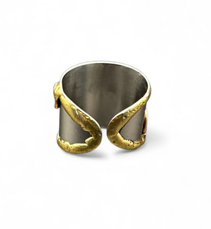 Mixed Metal Music Note Cuff Ring