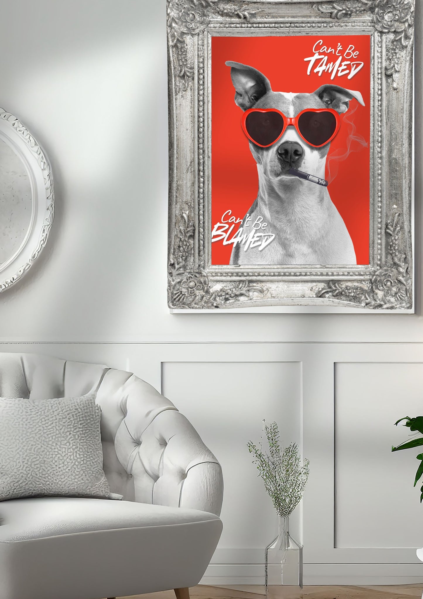 "Can't be Tamed, Can't be Blamed" Art Print: Modern Wall Decor Dog (Digital Download)