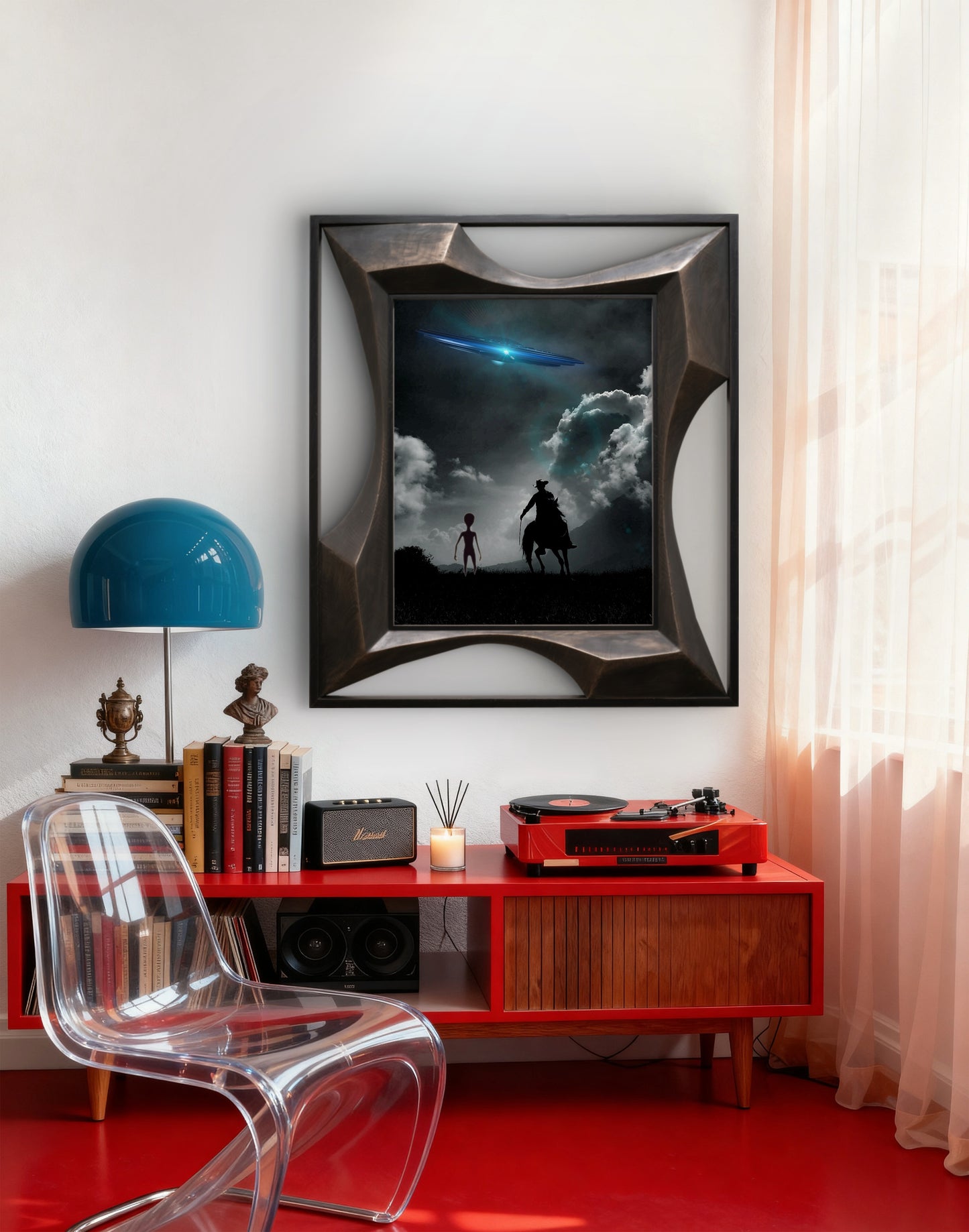 "Alien meets Cowboy" Art Print: Modern Wall Decor Dog (Digital Download)