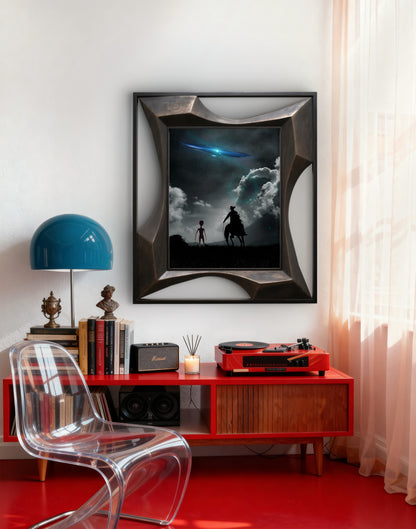 "Alien meets Cowboy" Art Print: Modern Wall Decor Dog (Digital Download)