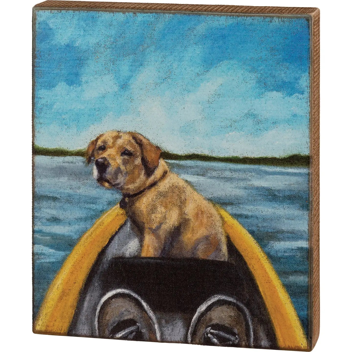 Companion & Dog in Canoe Box Art Decor